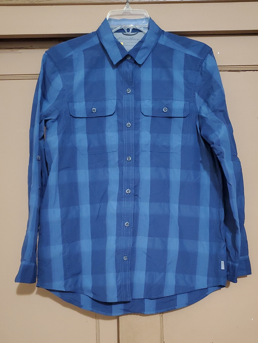 Eddie Bauer women's blue nylon blend shirt